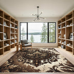 Ornate Bronze Botanical Acanthus Medallion Rug