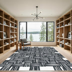 Monochromatic Woven Texture Grid Rug