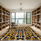 Golden Geometric Celestial Star Lattice Rug