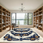 Celestial Gold Moon Butterfly Night Rug