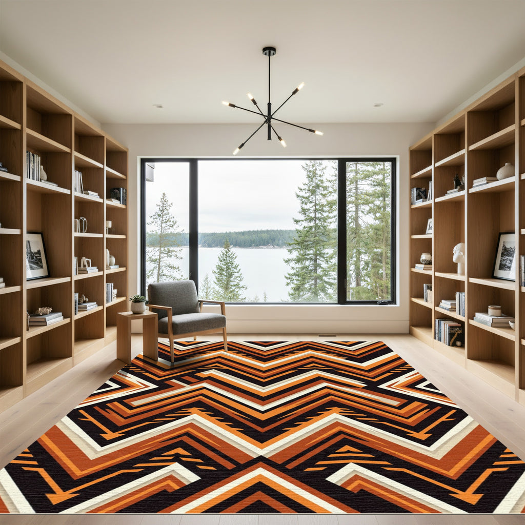 Bold Ochre Chevron Geometric Zigzag Rug