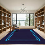 Modern Royal Blue Double Border Rug