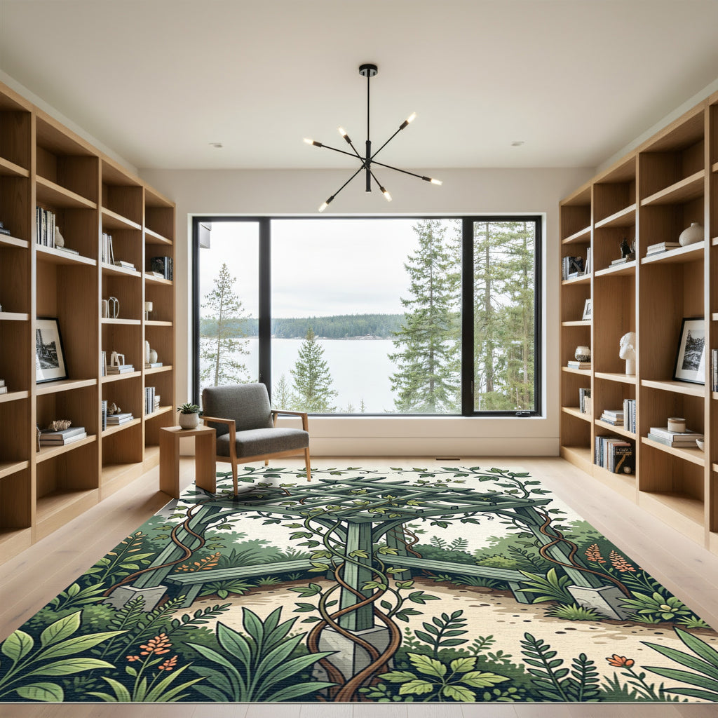 Sage Arbor Vine Botanical Illustration Rug