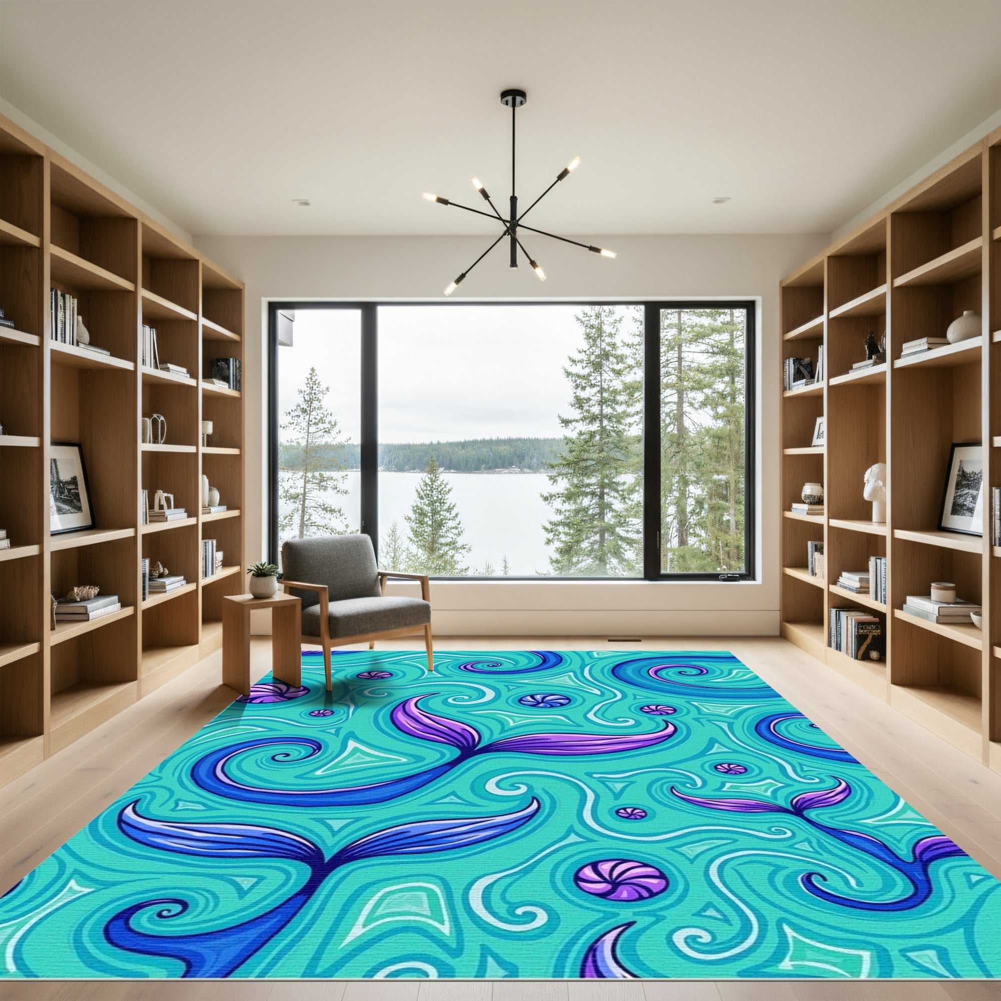 Aqua Mermaid Tail Swirl Rug