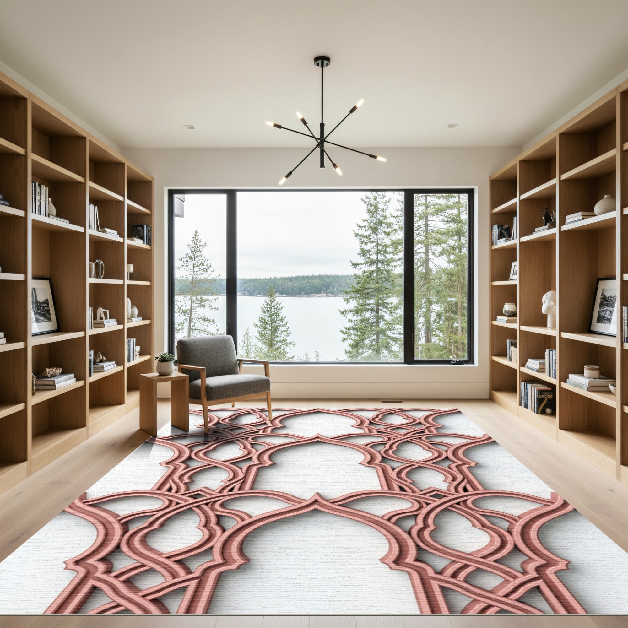 Blush Rose Arched Geometric Lattice Rug