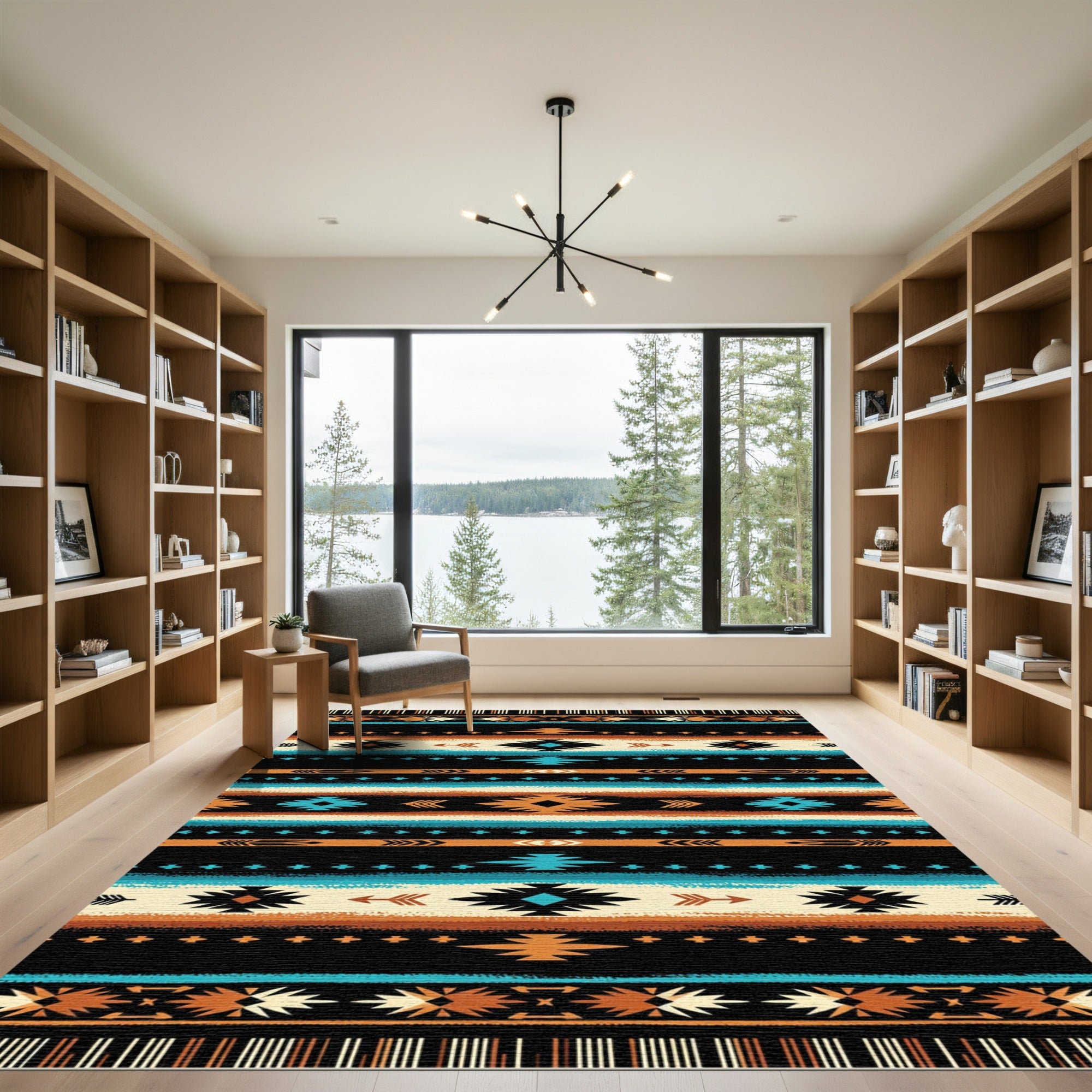 Navajo Inspired Geometric Diamond Stripe Rug