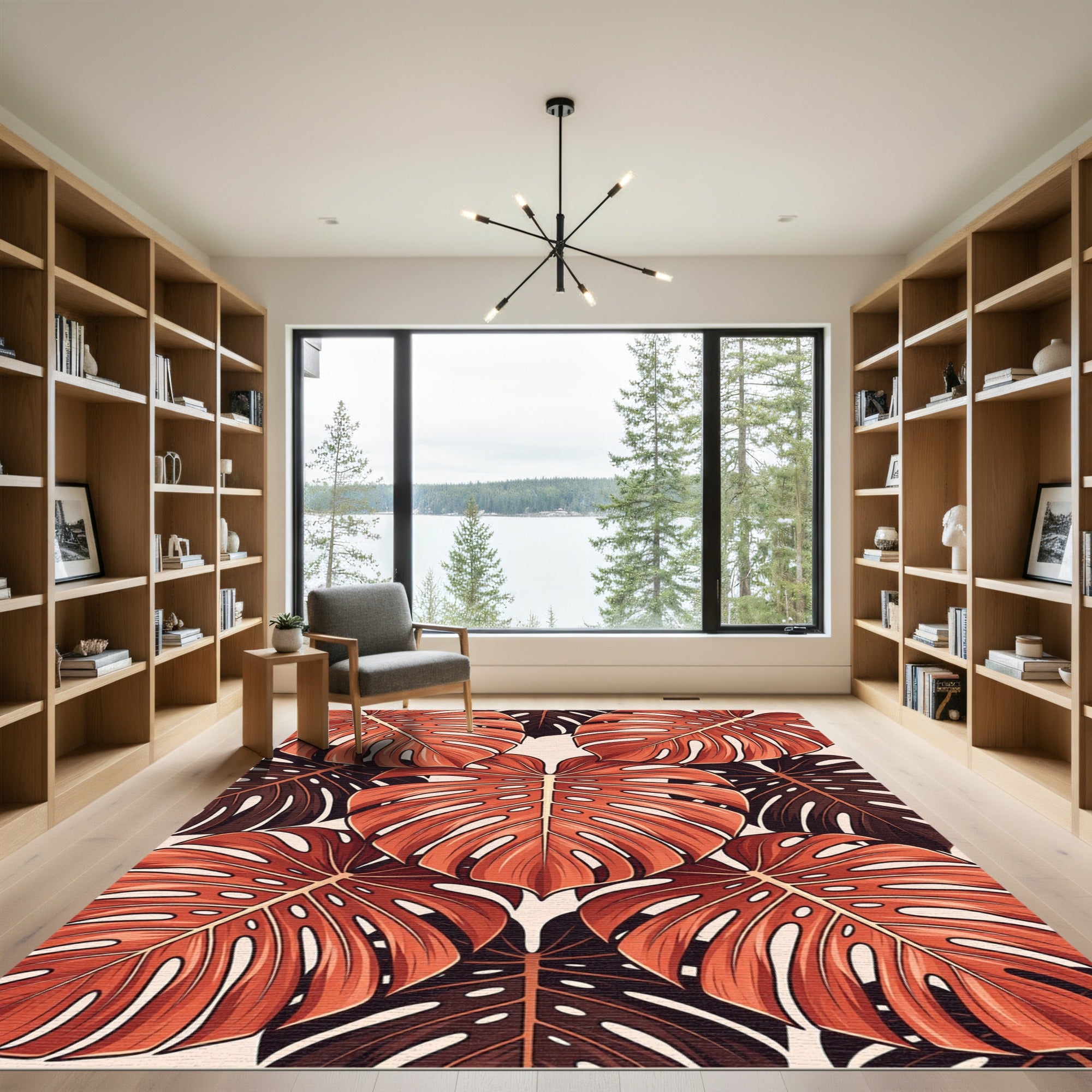 Terracotta Leafy Tropical Collage Rug