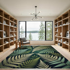 Lush Botanical Forest Fern Leaves Rug