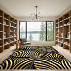 Bold Black Gold Zebra Stripe Collage Rug
