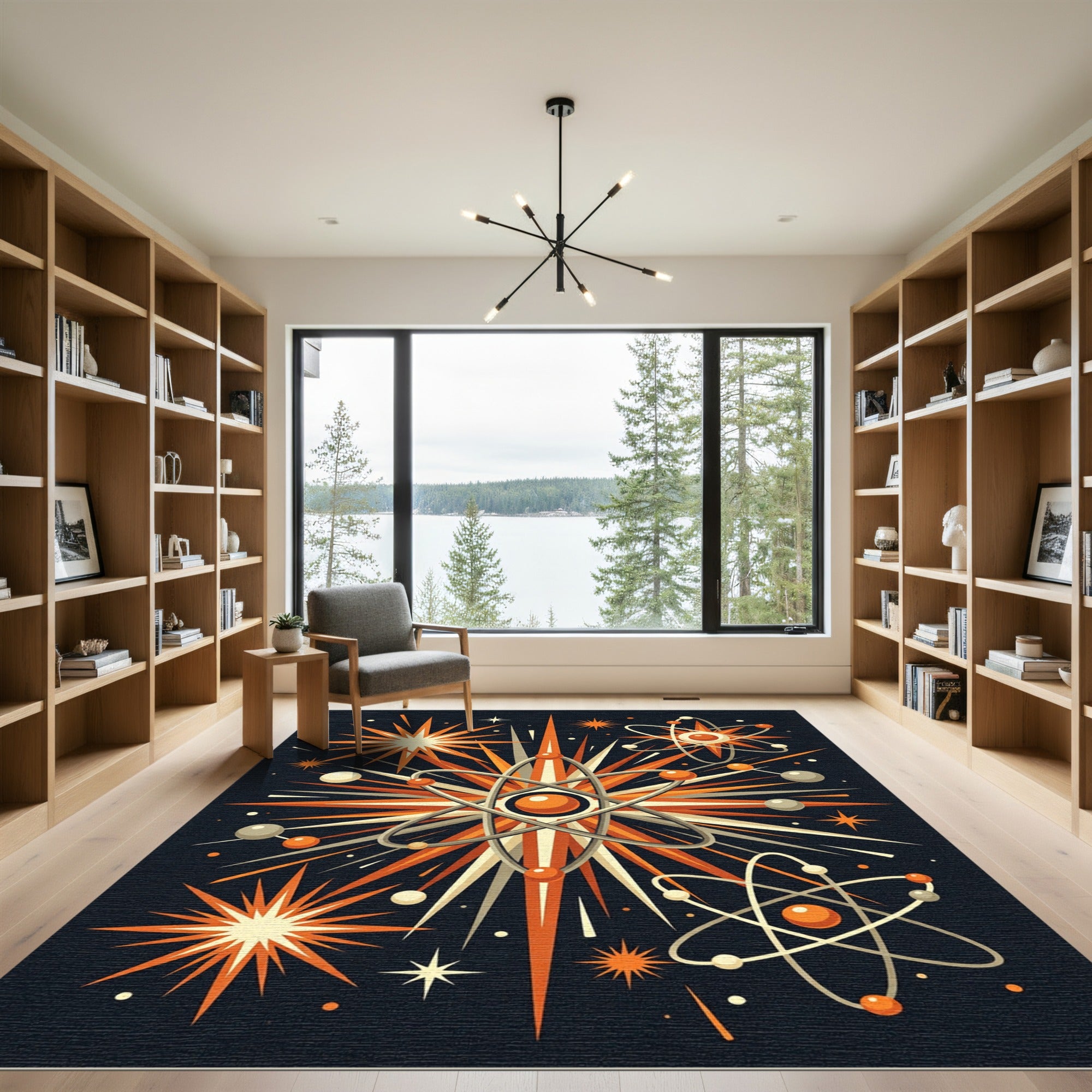 Atomic Burst Celestial Orange Radiant Rug