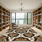 Mid Century Leopard Face Neutral Rug