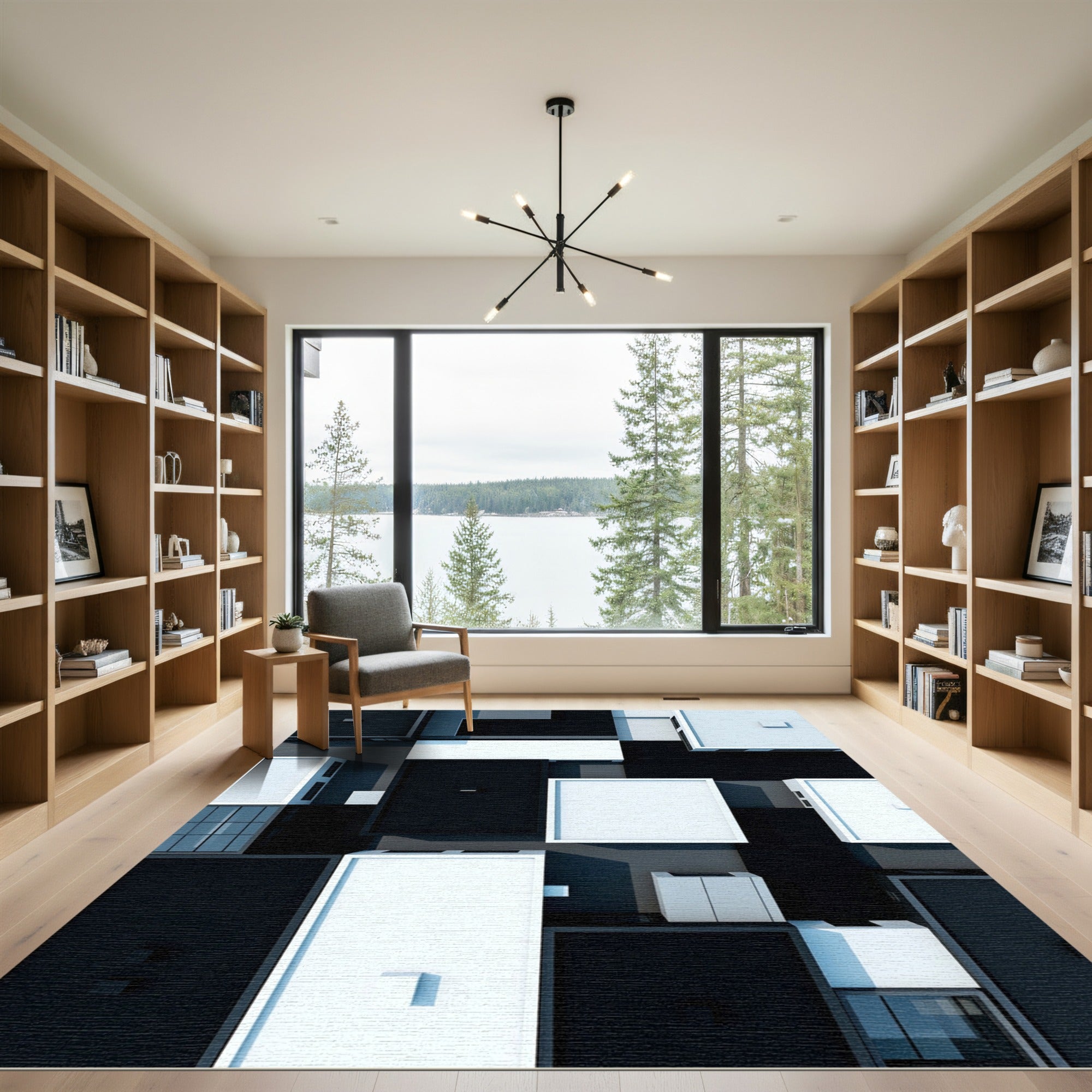 Monochromatic Abstract Geometric Blocks Rug