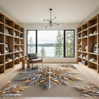 Golden Silver Radiant Snowflake Star Rug