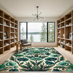 Emerald Teal Poppy Garden Tree Rug