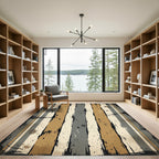 Rustic Gold and Gray Tonal Stripes Rug