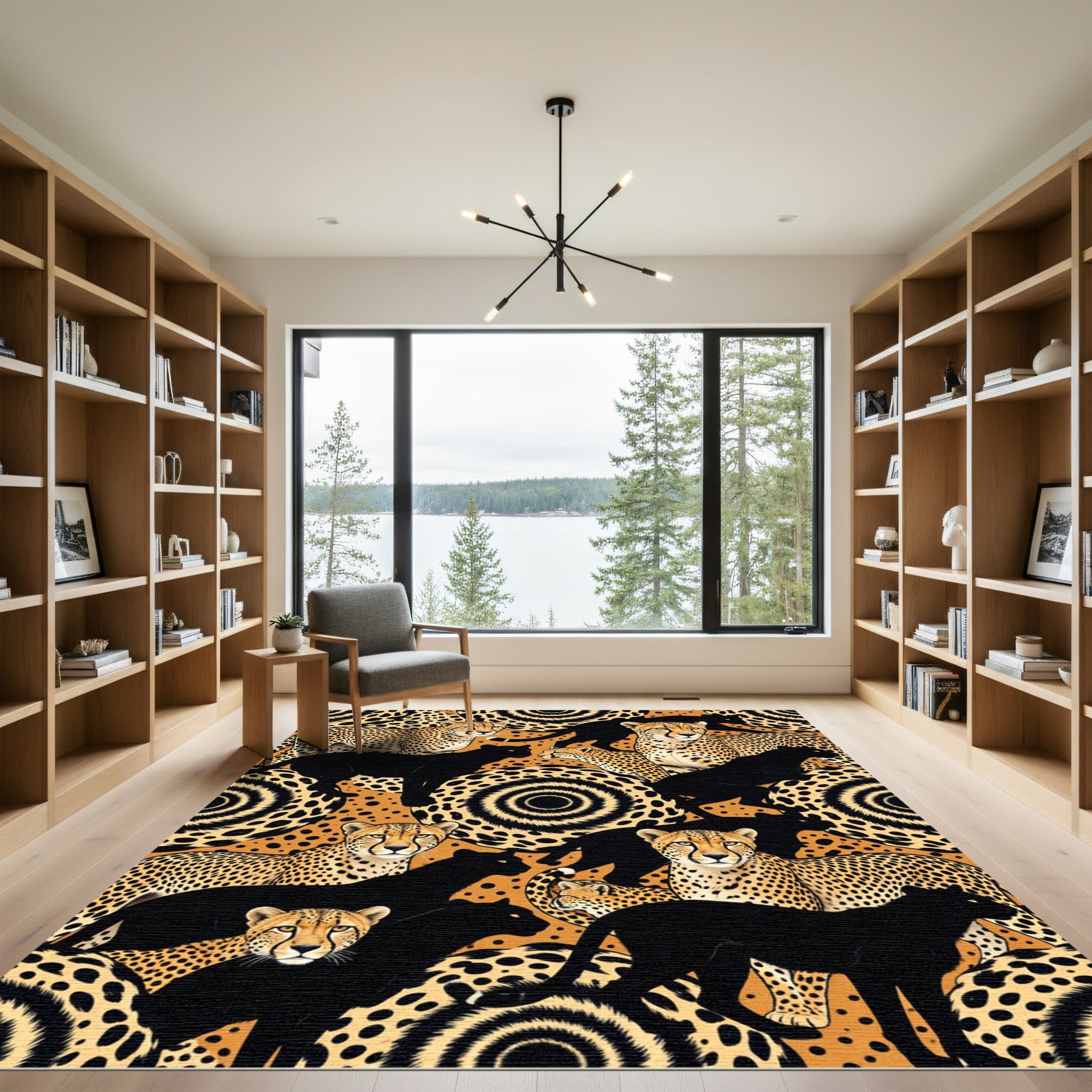 Bold Cheetahs Black Panthers Wild Safari Rug