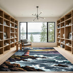Dramatic Lighthouse Coastline Ocean Scene Rug