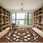 Ornate Walnut Lattice with Floral Medallion Rug