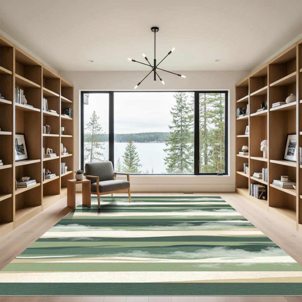 Earthy Hues Landscape Horizon Stripes Rug