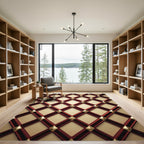 Crimson Gold Diamond Lattice Rug