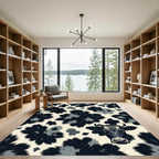 Abstract Black and White Cow Illustration Rug
