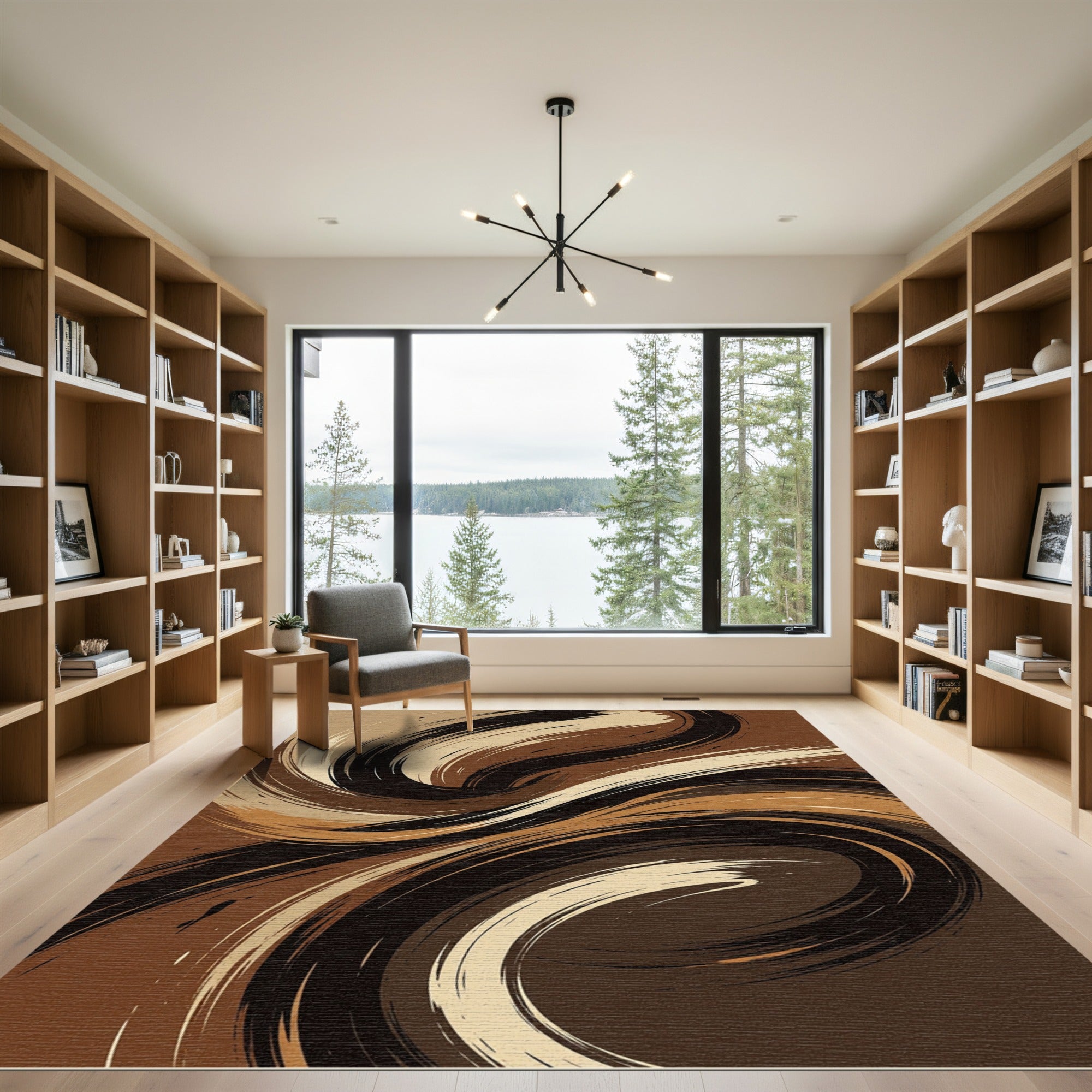 Earthy Swirl Abstract Contemporary Rug