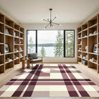 Crimson Mauve Plaid Geometric Overlay Rug