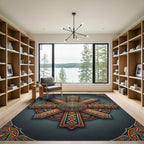 Geometric Amber Sun Radial Mandala Rug