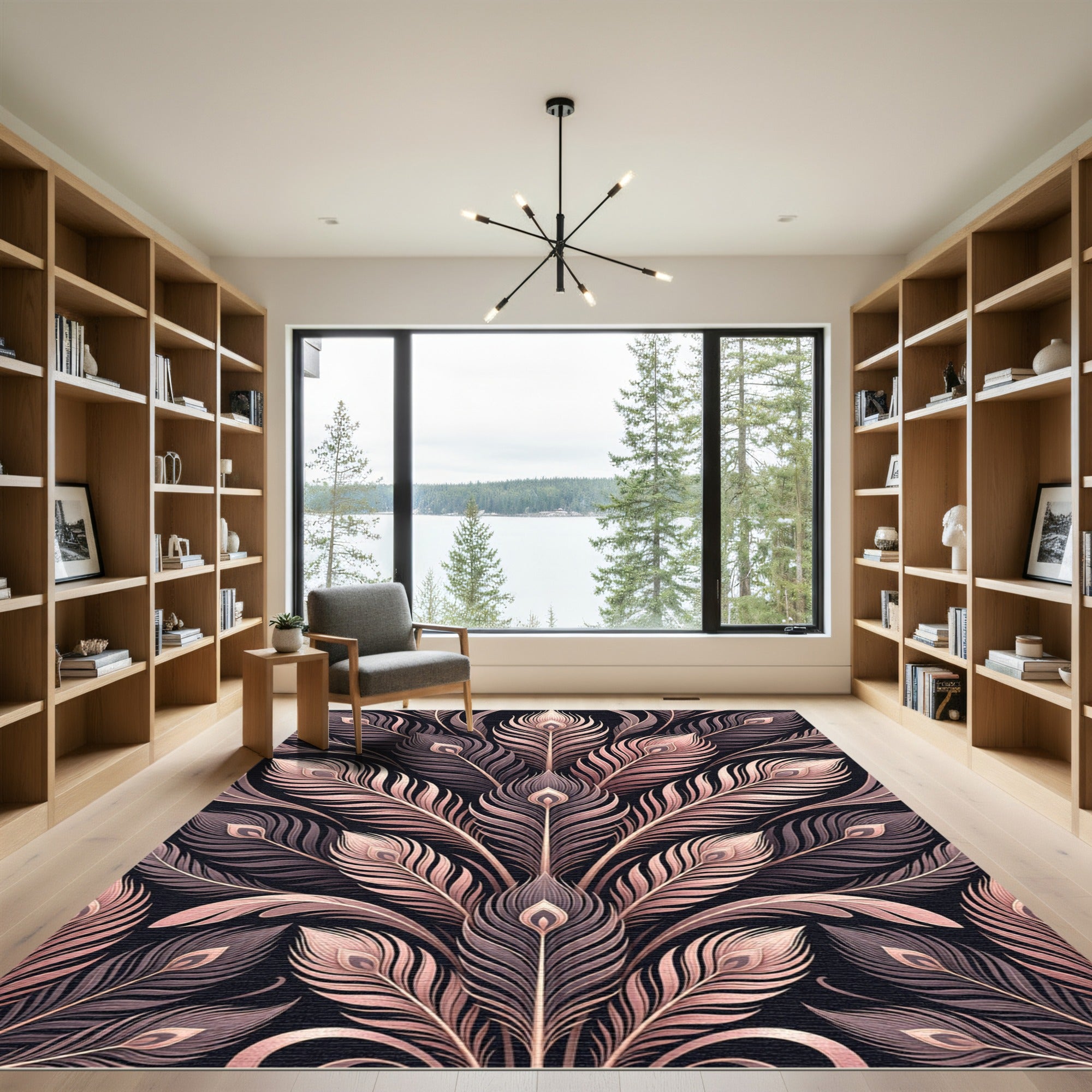 Rose Gold Feathered Fan Arrangement Rug