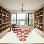 Romantic Rose Petals and Hearts Scatter Rug