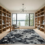 Monochrome Abstract Smoke and Stone Art Rug