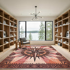 Earthy Sunset Compass Geometric Art Rug