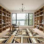 Abstract Wood Grain Geometric Framing Rug