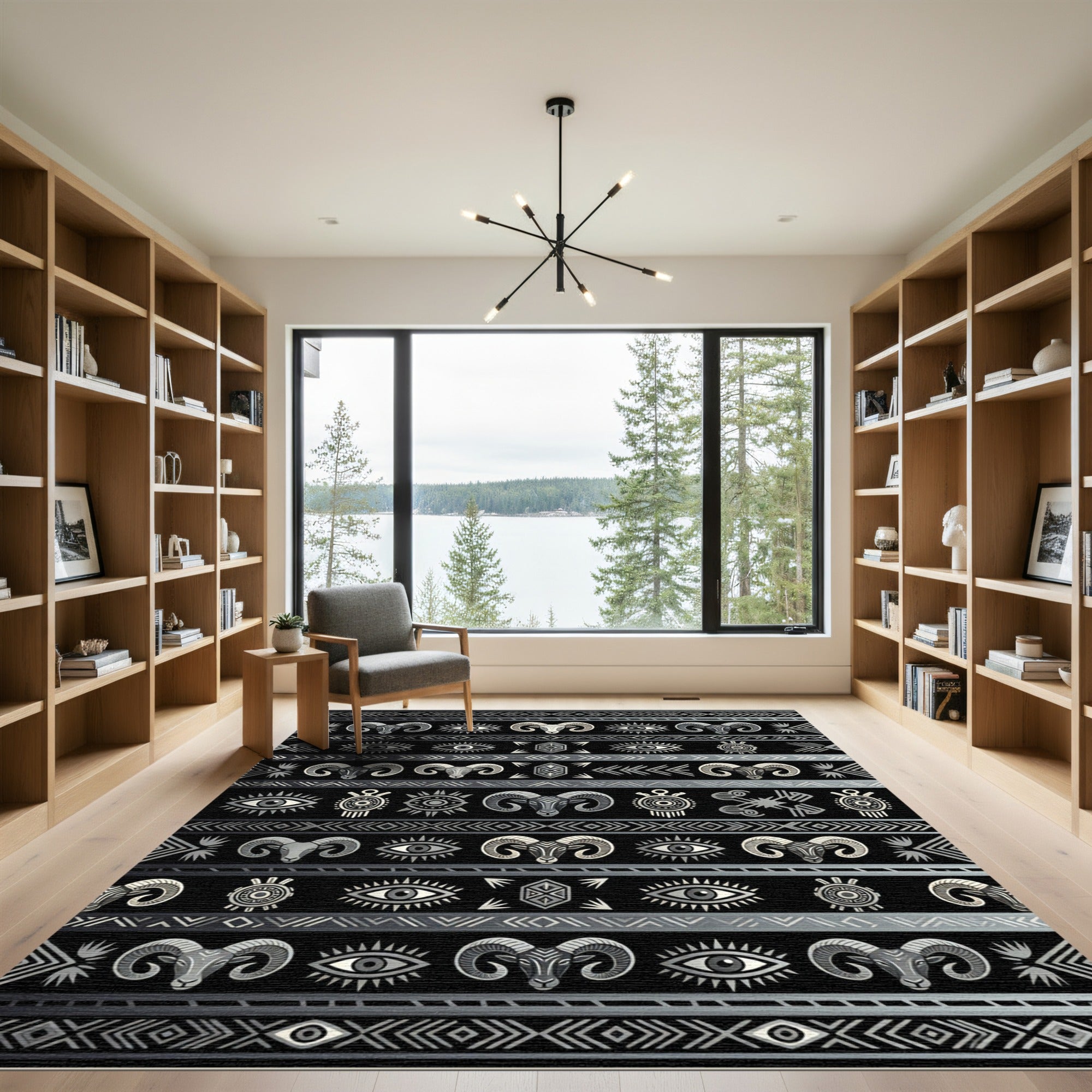 Silver Ram Eye Tribal Stripe Rug