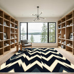 Navy Cream Jagged Chevron Rug