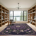Elegant Violet Chrysanthemum Floral Medallion Rug