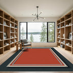 Terracotta Crimson Bordered Frame Rug
