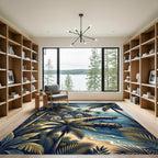 Tropical Palm Harbor Coastal Seascape Rug