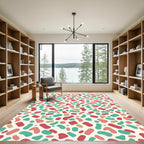 Abstract Terrazzo Peach Teal Confetti Mosaic Rug