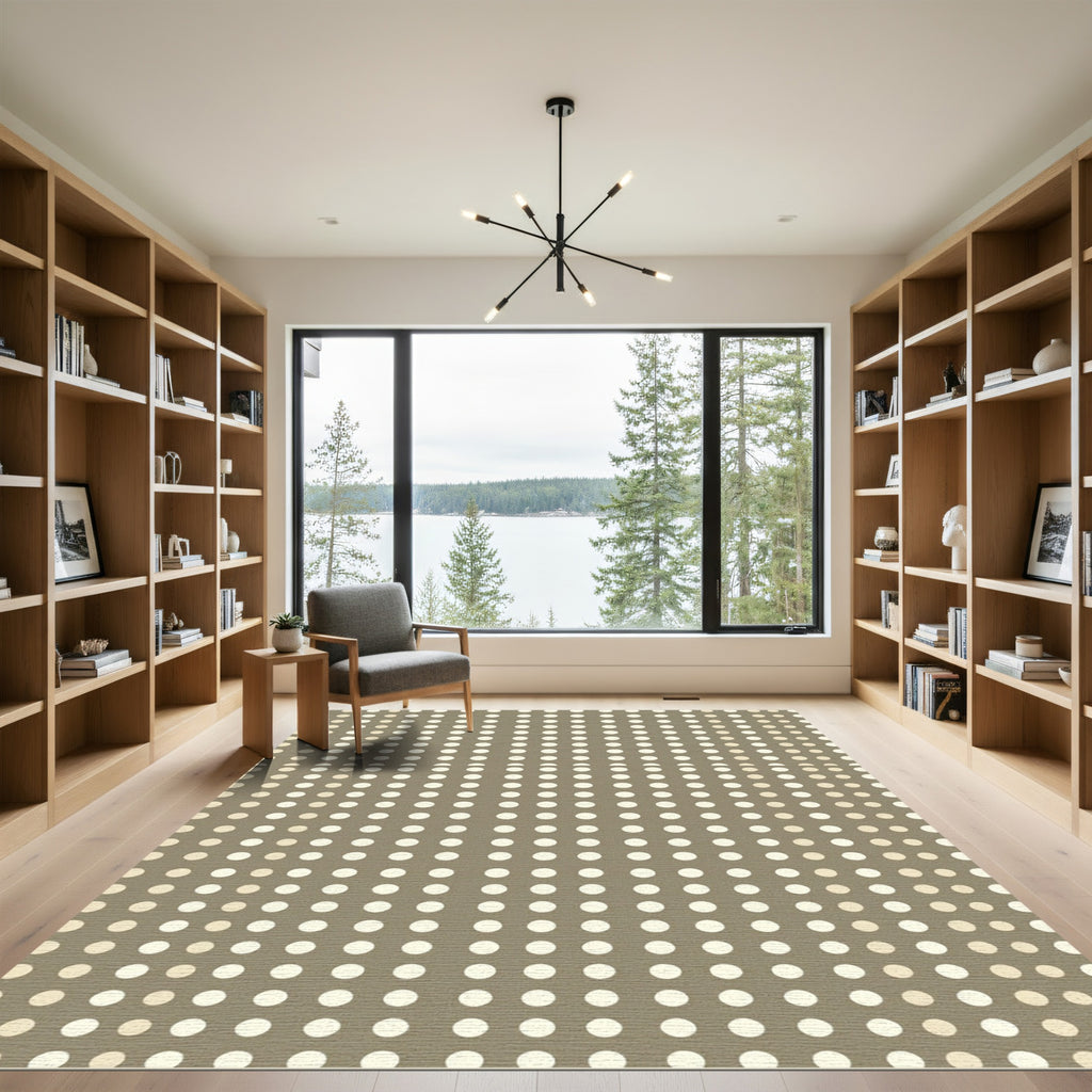 Taupe Polka Dot Grid Rug