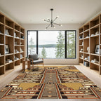 Ancient Temple Terracotta Geometric Layout Rug