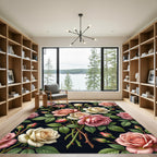 Elegant Pink and Cream Rose Bouquet Rug
