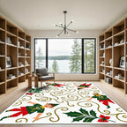 Whimsical Elf Holly Swirl Holiday Rug