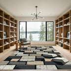 Distressed Concrete Brick Texture Rug