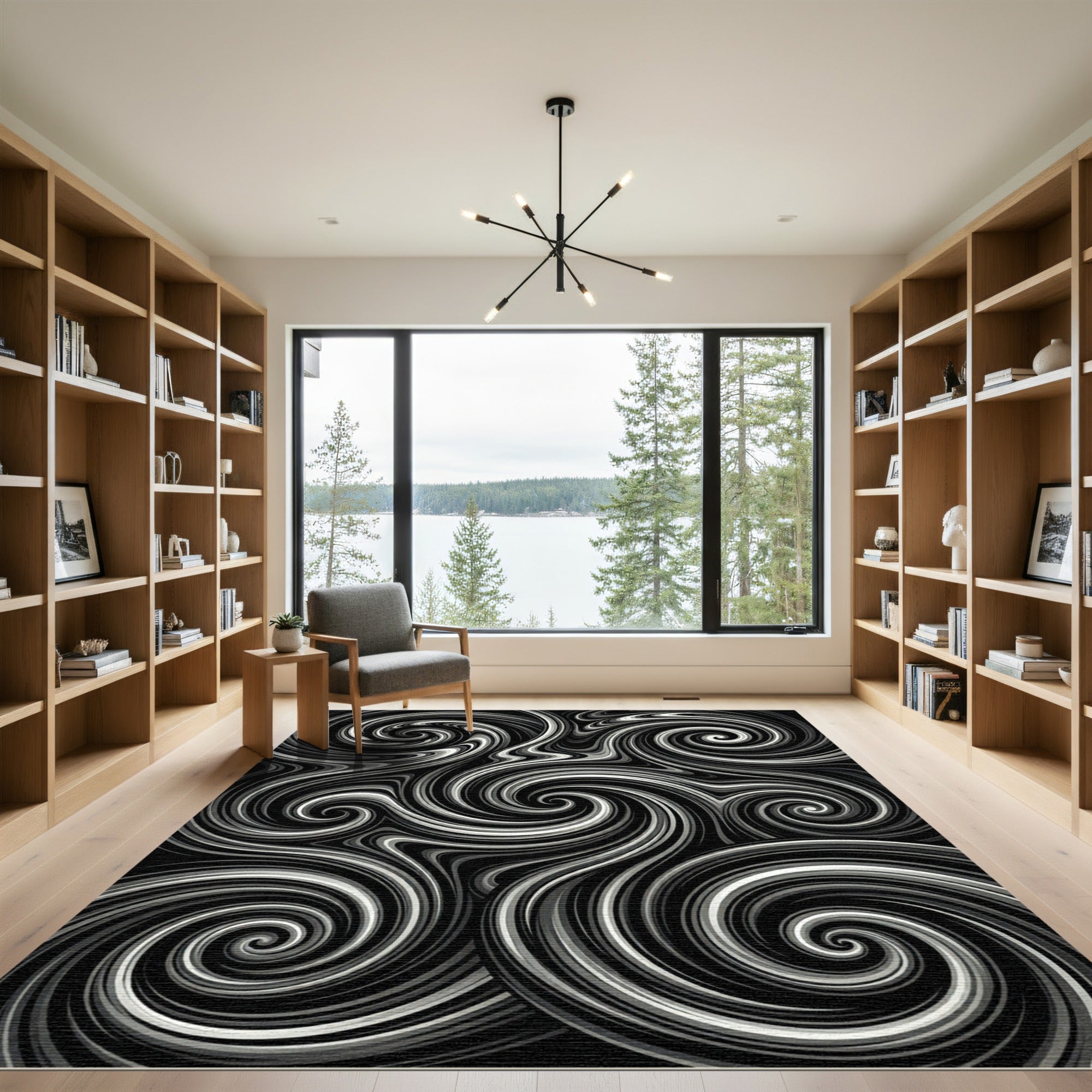 Monochromatic Swirl Vortex Abstraction Rug