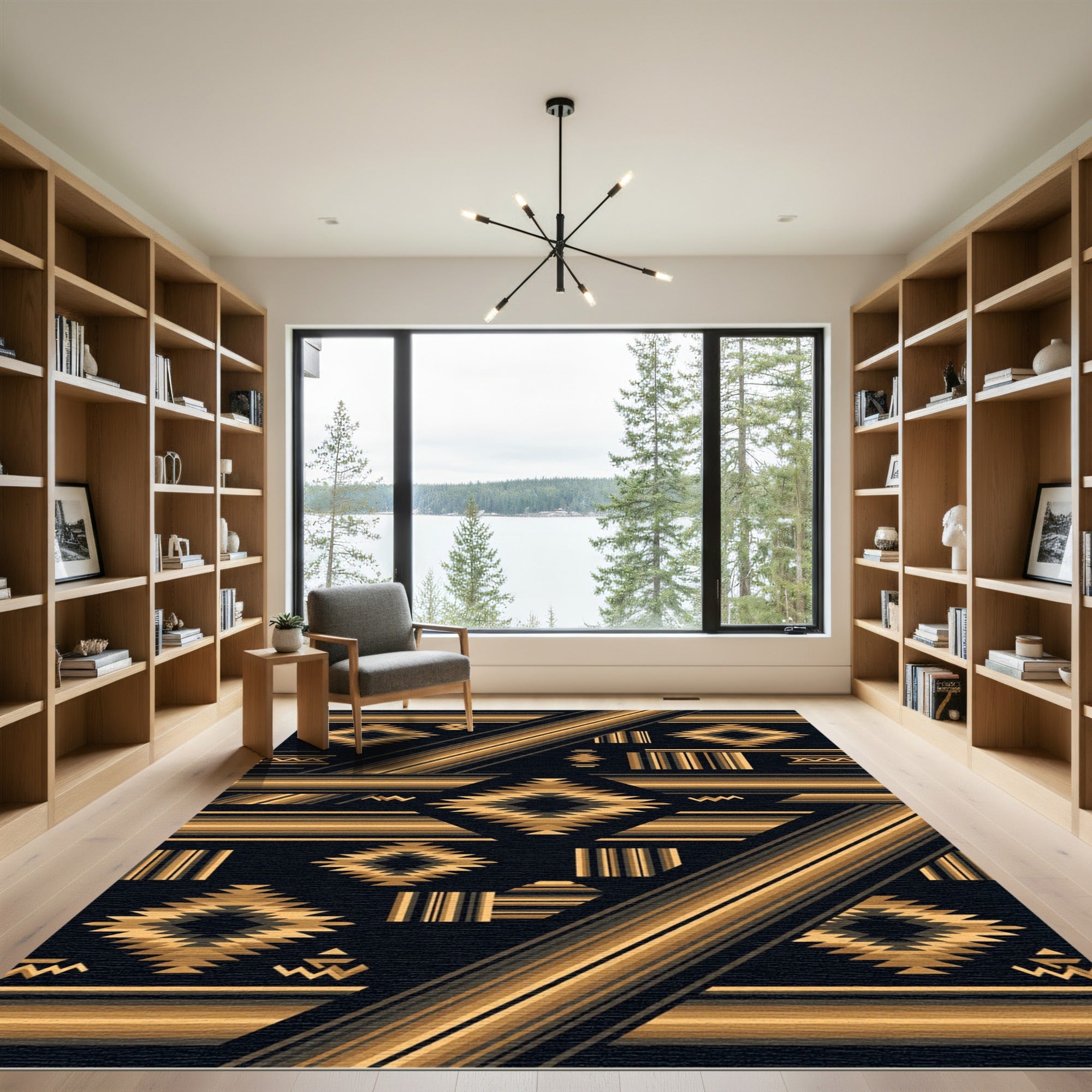 Golden Diamond Tribal Stripe Rug