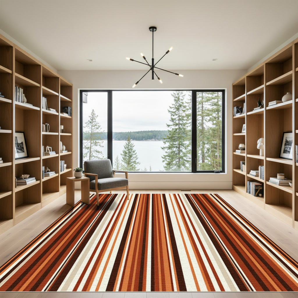 Warm Earthy Tones Vertical Striped Rug