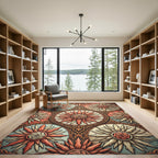 Terracotta Sunburst Medallion Tile Rug