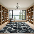 Monochromatic Tiered Pyramid Staircase Medallions Rug