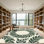 Lush Green Botanical Wreath Rug